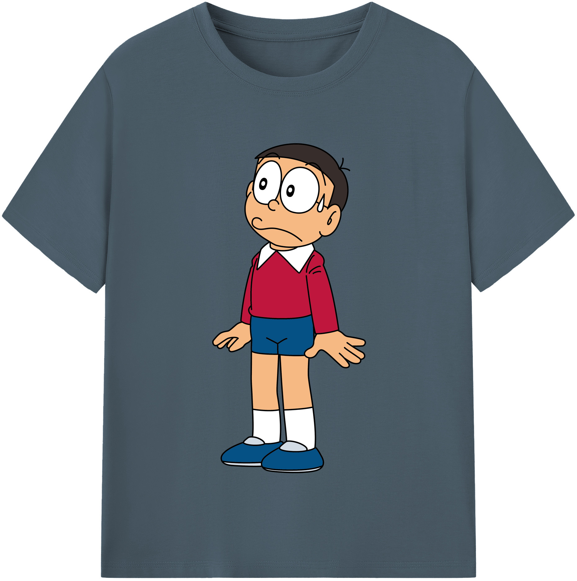 （画像用） ドラえもん 野比 のび太 Doraemon Nobita Nobi 綿100％半袖Tシャツ（フロントプリント）